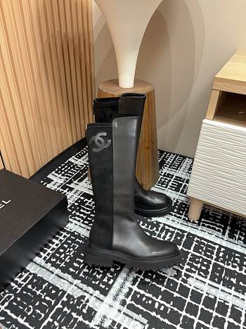 Chanel Leather & Suede Black Boots