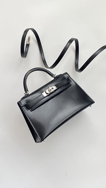 Hermes Mini Kelly Black Box Leather 19cm