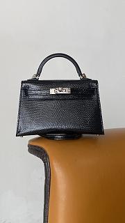 Hermes Mini Kelly Lizard Black Leather - 1