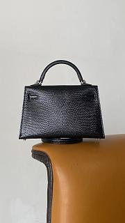 Hermes Mini Kelly Lizard Black Leather - 4