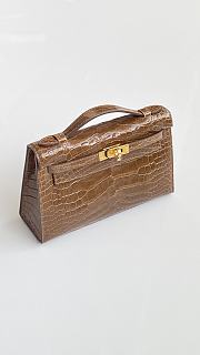 Hermes Kelly Pochette Crocodile Shiny Bag 22*12*7cm - 1