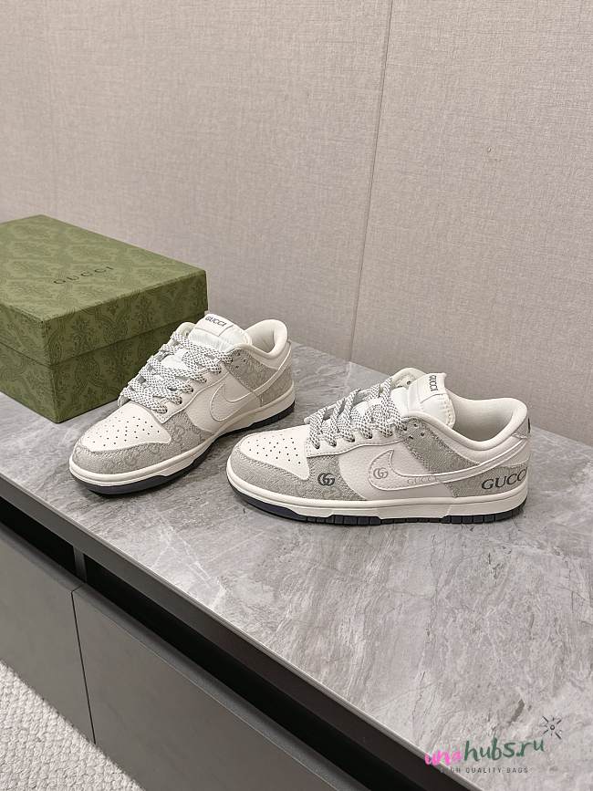 Gucci x Nike Grey and White Sneakers - 1