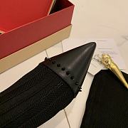 Christian Louboutin Dovi Dova Sock Booties 100mm Knee-high Boots Knit Fabric and Leather Black - 3