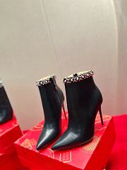 Christian Louboutin Black Leather Booty Chain Spiked Boots - 1