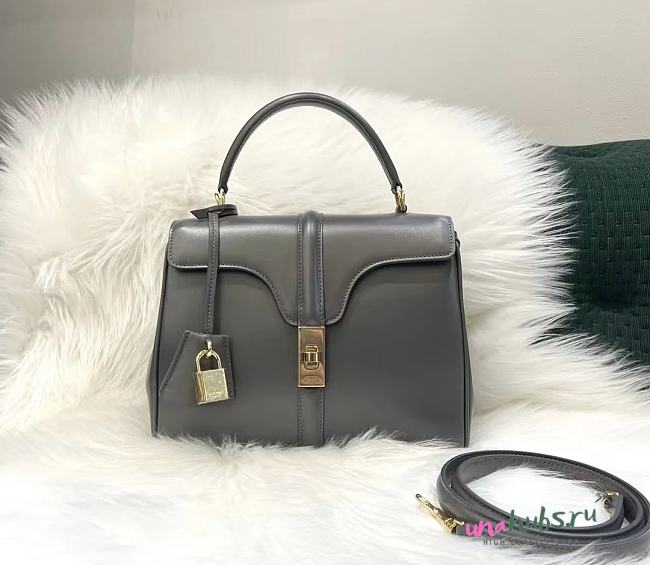 Celine Small 16 Bag In Satinated Calfskin Grey - 1