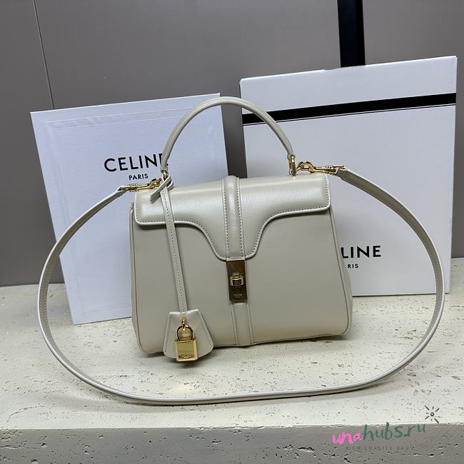 	 Celine Small 16 Bag In Satinated Calfskin White - 1