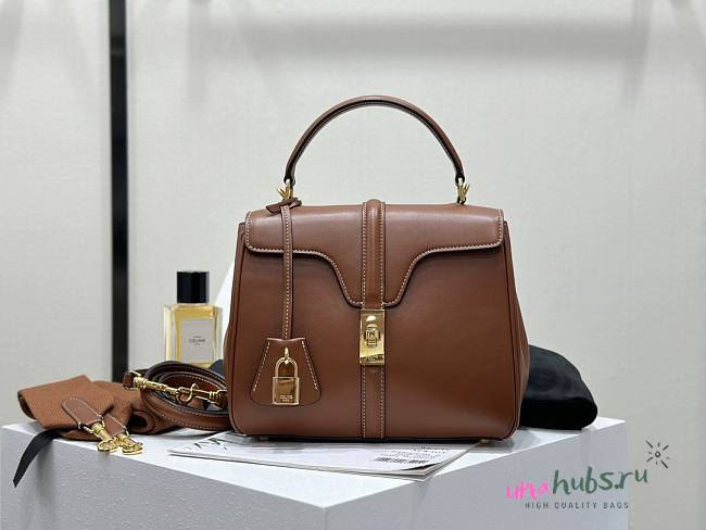 	 Celine Small 16 Bag In Satinated Calfskin Brown - 1