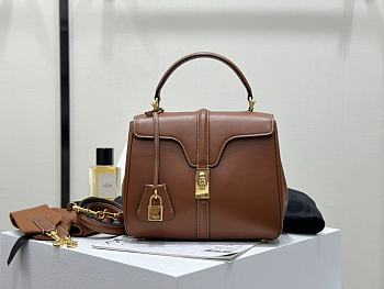 	 Celine Small 16 Bag In Satinated Calfskin Brown