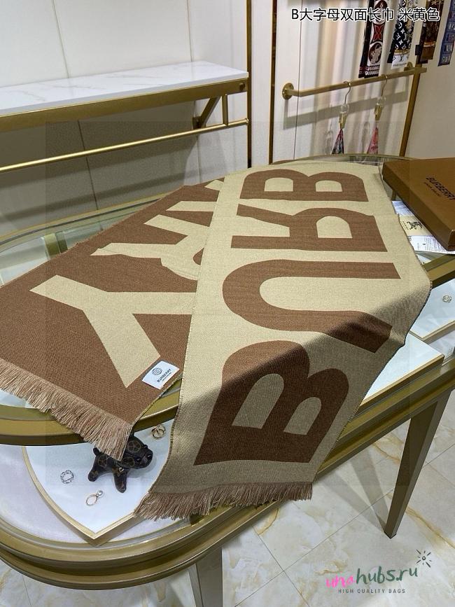 Burberry logo shop wool jacquard brown scarf - 1