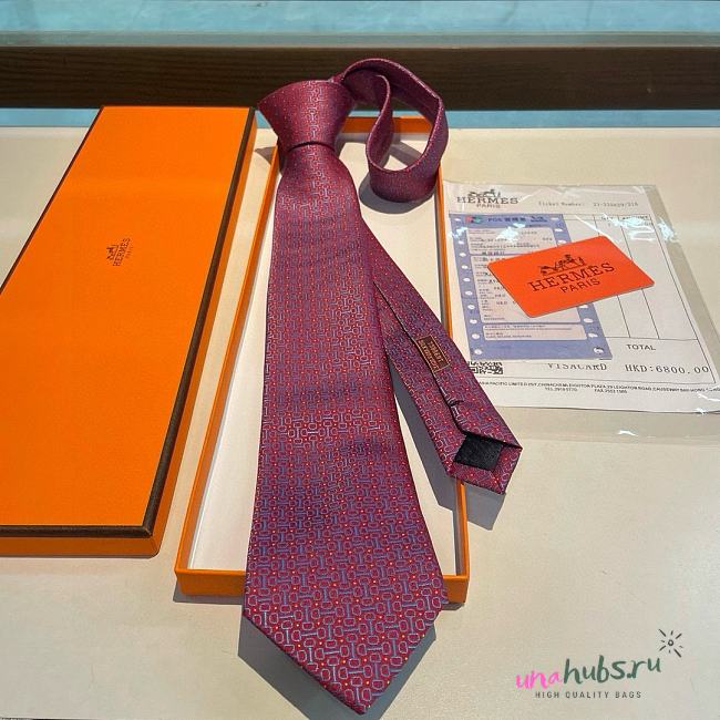 Hermes Silk tie Burgundy in Silk  - 1