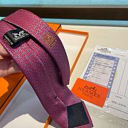 Hermes Silk tie Burgundy in Silk  - 4