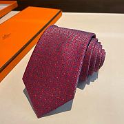 Hermes Silk tie Burgundy in Silk  - 5