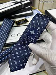 GUCCI Shamrock And Gg Logo Print Silk Tie In Navy - 5