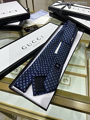 GUCCI Shamrock And Gg Logo Print Silk Tie In Navy - 4