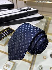 GUCCI Shamrock And Gg Logo Print Silk Tie In Navy - 2