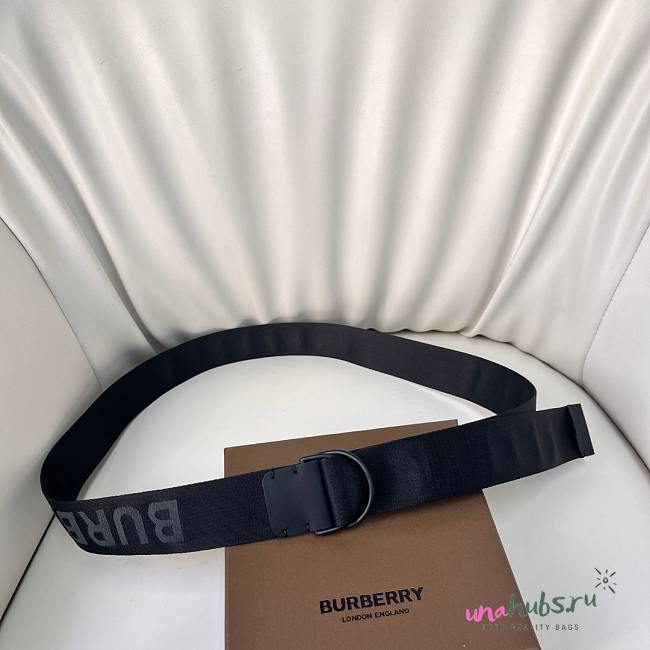 BURBERRY Logo Detail Double D-ring Belt In Black - 1