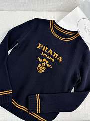 Prada Blue wool and cashmere sweater with logo pattern  - 1