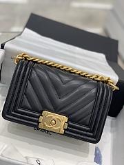 Chanel Le Boy 20cm Chevron Black Lambskin Gold Hardware - 1