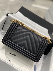 Chanel Le Boy 20cm Chevron Black Lambskin Gold Hardware - 3