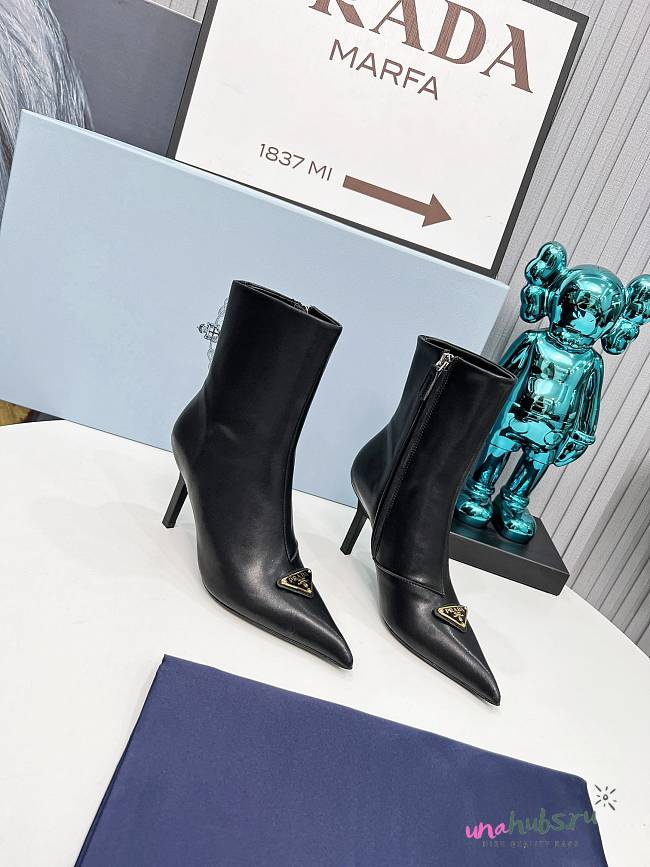 Prada Ankle High Heel Leather Boots - 1