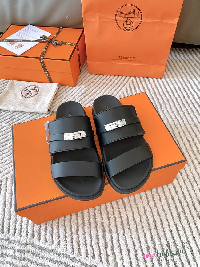 Hermes Men Black Sandals - 1