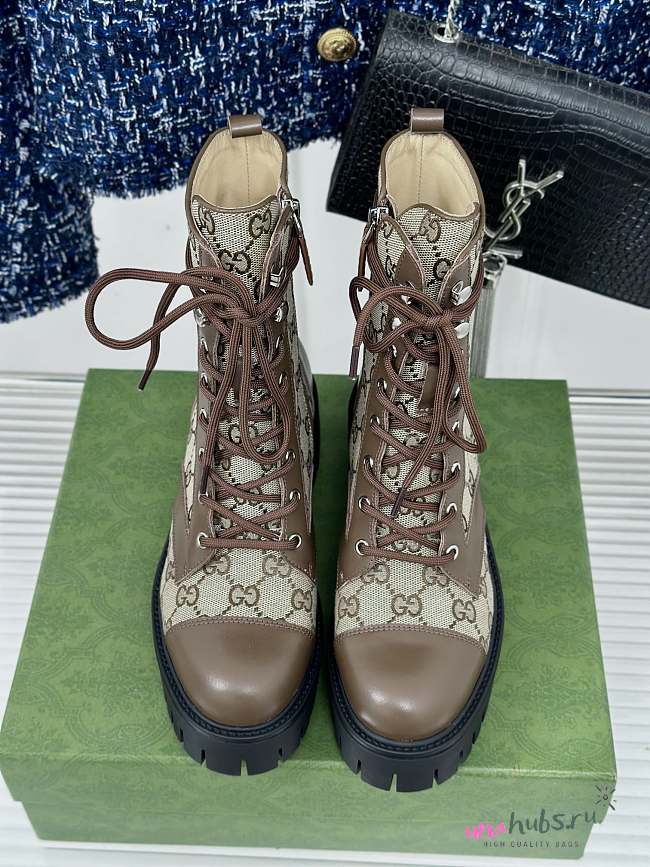 Gucci GG Canvas & Leather Boots - 1