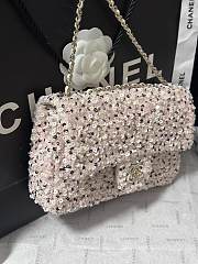 Chanel Evening party bag Sequin & Gold Plated Metal White & Silver - 6