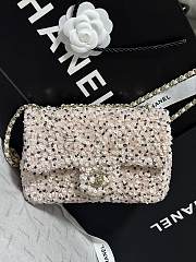 Chanel Evening party bag Sequin & Gold Plated Metal White & Silver - 5