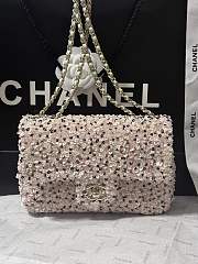 Chanel Evening party bag Sequin & Gold Plated Metal White & Silver - 2