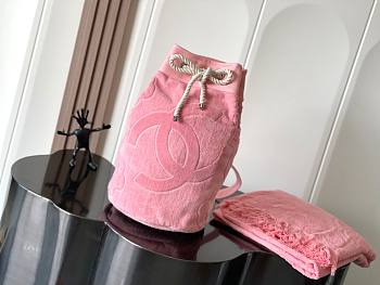 Chanel Terry Cloth Drawstring Beach Backpack