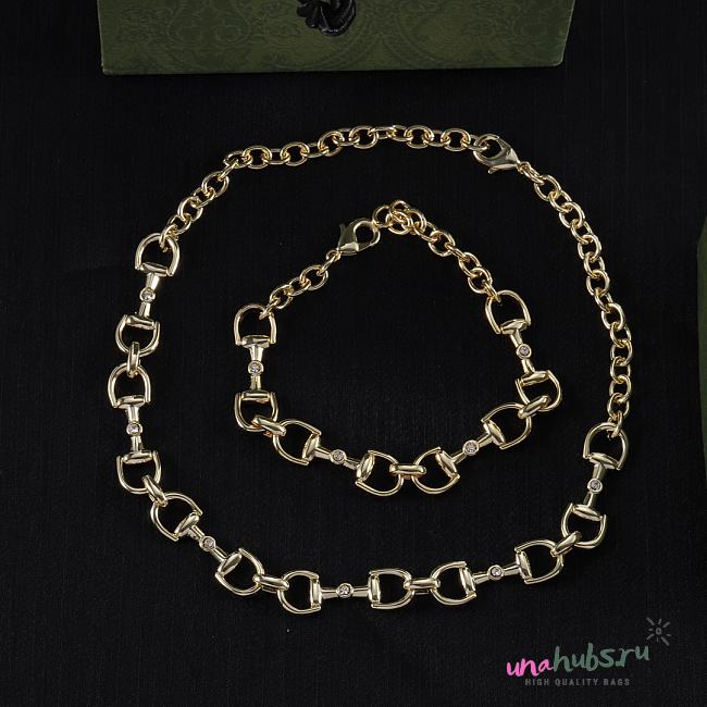 Gucci Horsebit Necklace and Bracelet - 1