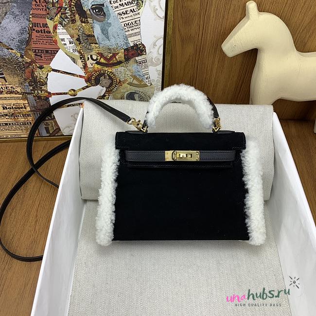 Hermes Teddy Mini Kelly II 20 Gris Caillou Black - 1