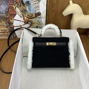 Hermes Teddy Mini Kelly II 20 Gris Caillou Black