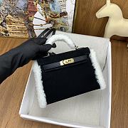 Hermes Teddy Mini Kelly II 20 Gris Caillou Black - 2