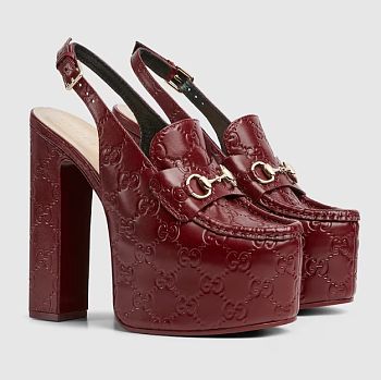 Gucci Horsebit platform loafer slingback Rosso Ancora red 