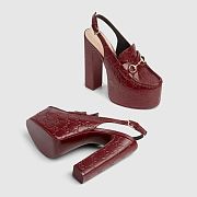 Gucci Horsebit platform loafer slingback Rosso Ancora red  - 5