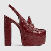 Gucci Horsebit platform loafer slingback Rosso Ancora red  - 4