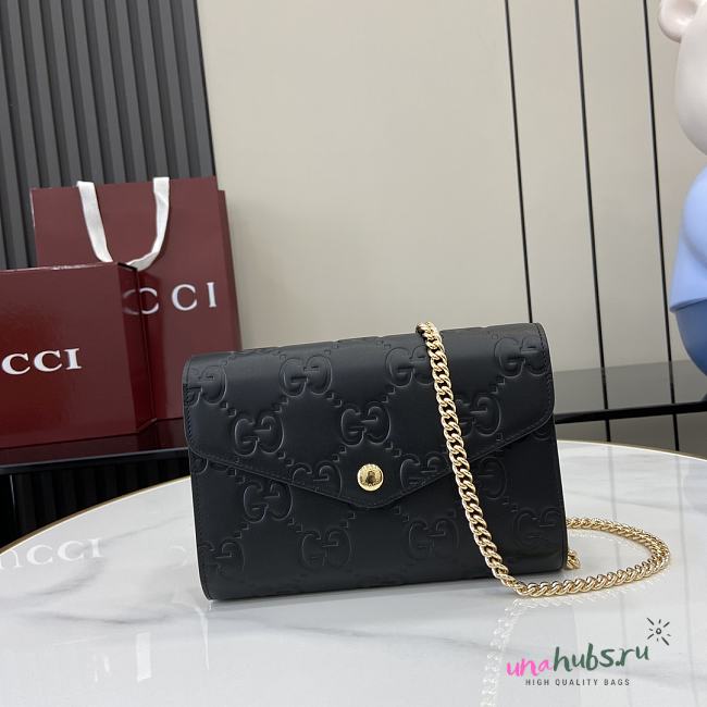 Gucci GG chain wallet Black GG leather - 1