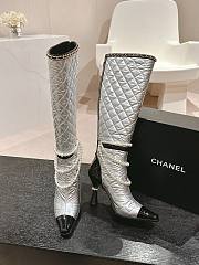 Chanel Patent Leather With Pearl Chain High Knee Boots - 2