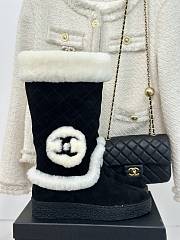 Chanel CC Logo Suede Shearling Boots - 1