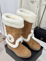 Chanel CC Logo Suede Shearling Boots - 2