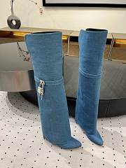 Givenchy Shark Lock leather over-the-knee denim boots - 1