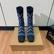 Burberry Knitted Check Sock Blue Boots - 2