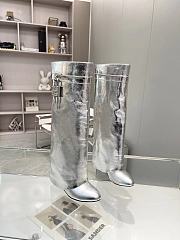 Givenchy Shark Lock Metallic Leather Knee-High Boots - 1