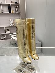 Givenchy Shark Lock Metallic Leather Knee-High Boots - 2