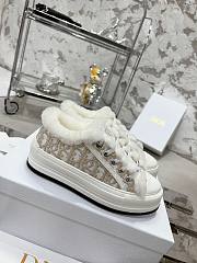 Dior Walk'N'Dior Platform Sneaker Oblique Embroidered Cotton And White Shearling - 4