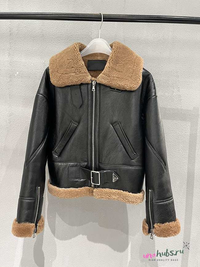 Prada Black Leather & Fur Jacket - 1