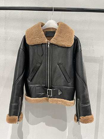 Prada Black Leather & Fur Jacket