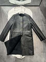 Prada Long Black Leather Jacket - 5