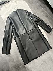 Prada Long Black Leather Jacket - 3